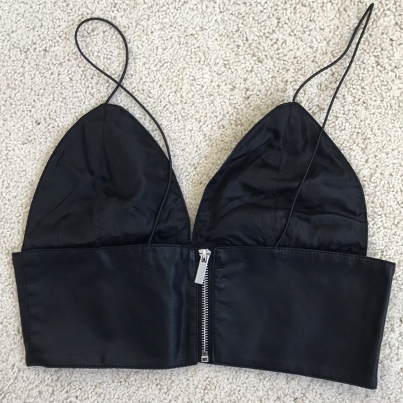 Tobi black faux leather bralette top - Picture 2 of 4